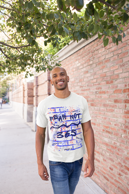 Fear Not - Brick - Unisex T-Shirt - White/Blue